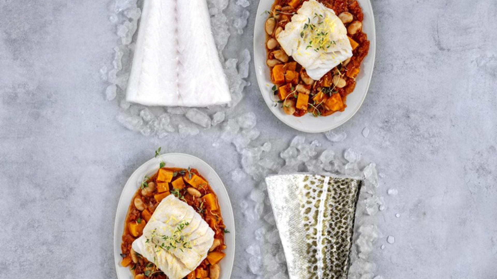Bacalao Skrei salteado con fabes