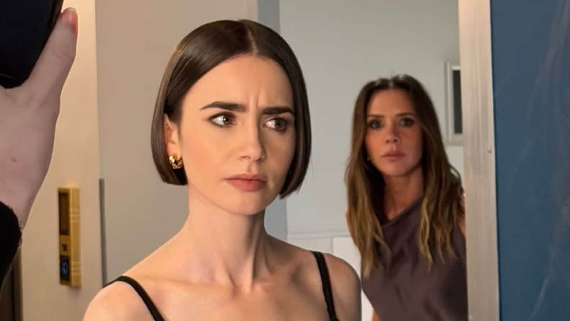 Lily Collins cumple su sueño de conocer a Victoria Beckham y su vídeo juntas se hace viral