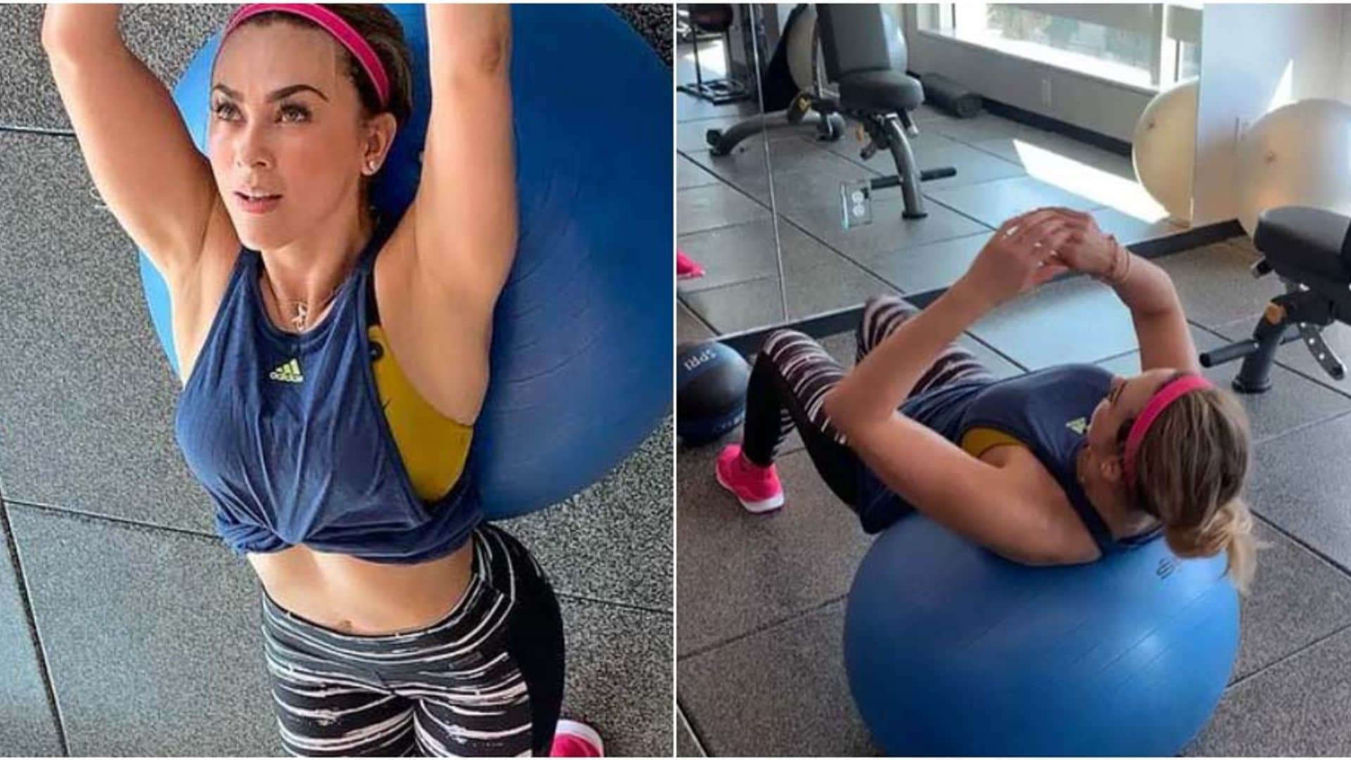 Esculpe tu abdomen con ejercicios sobre la 'fitball' como lo hace Aracely Arámbula