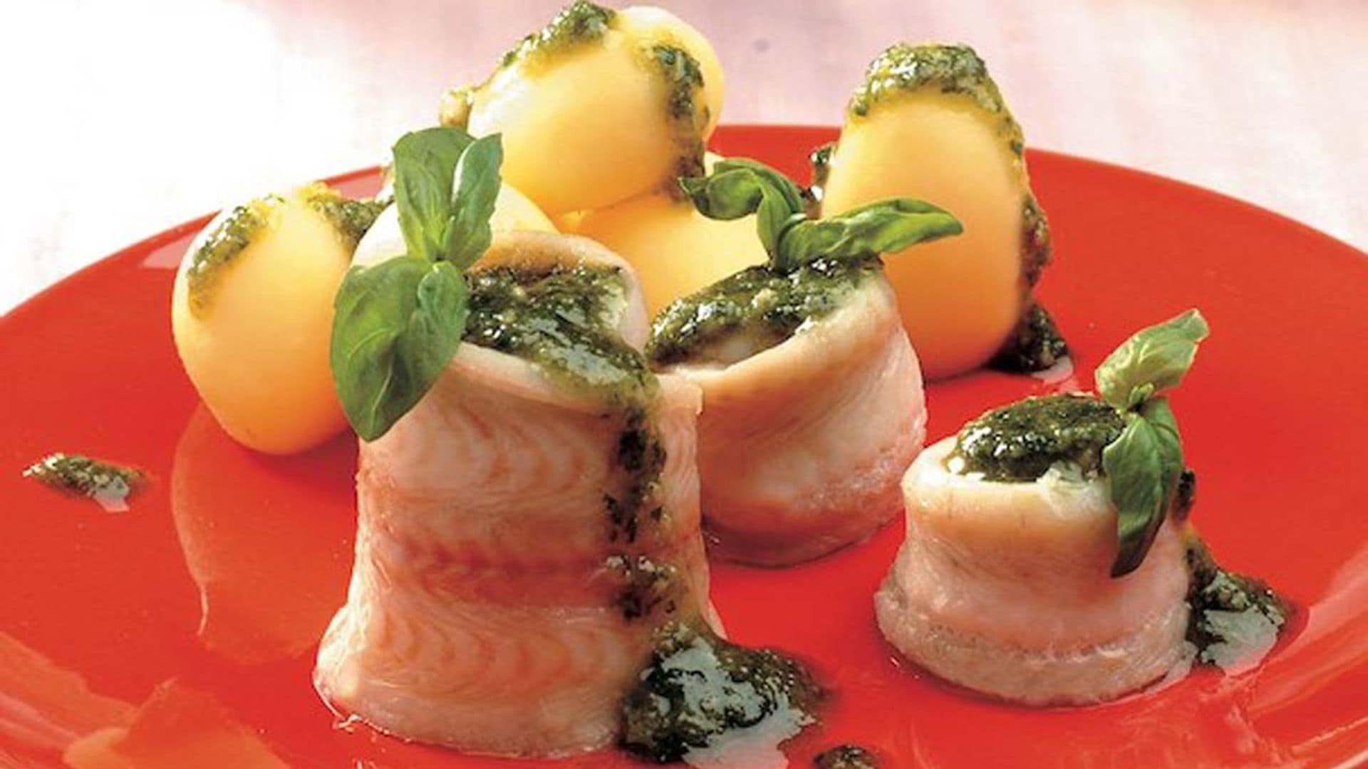 Rollitos de lenguado al pesto