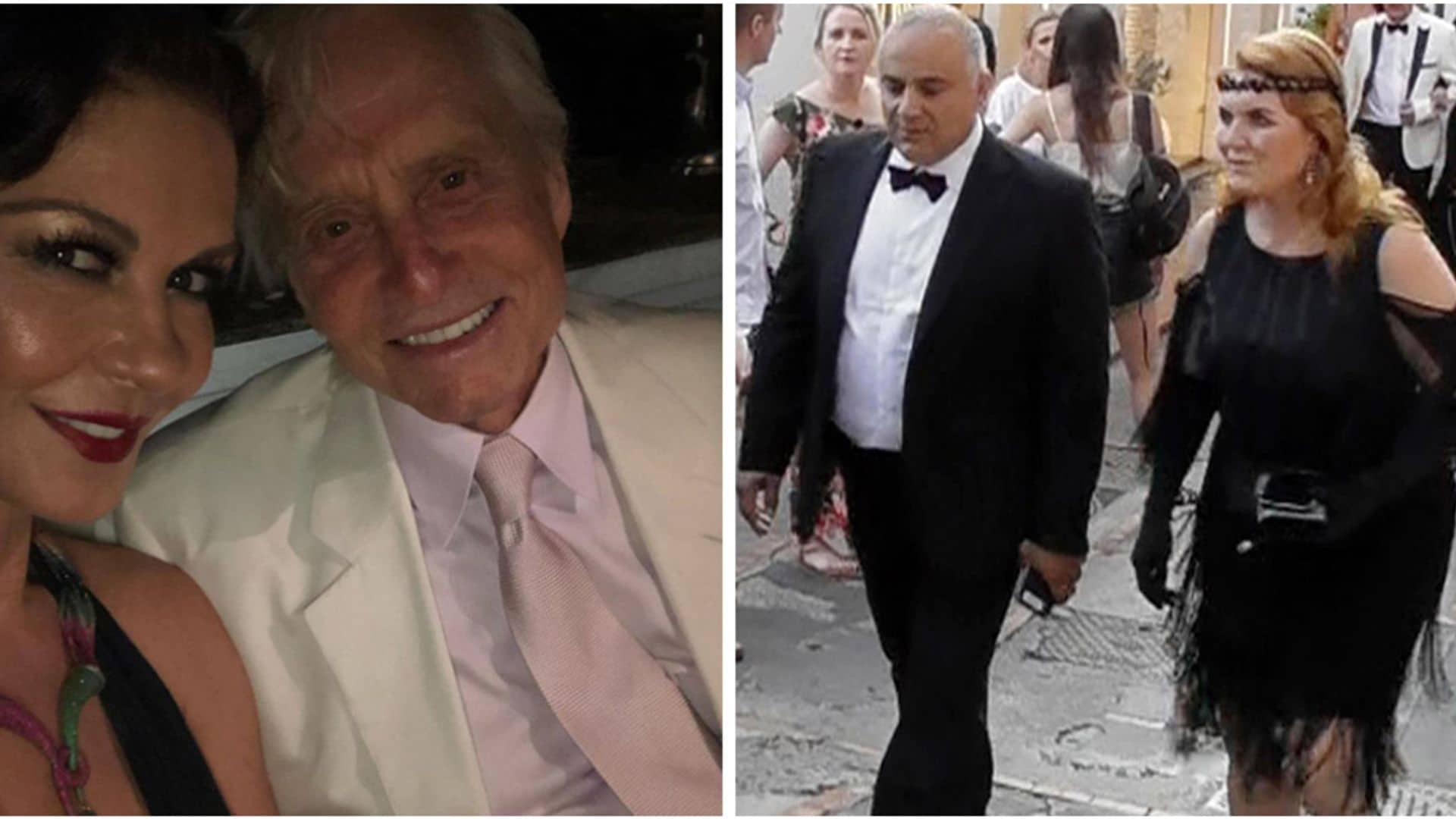 Michael Douglas y Catherine Zeta-Jones celebran con Sarah Ferguson en una fiesta temática de Gatsby