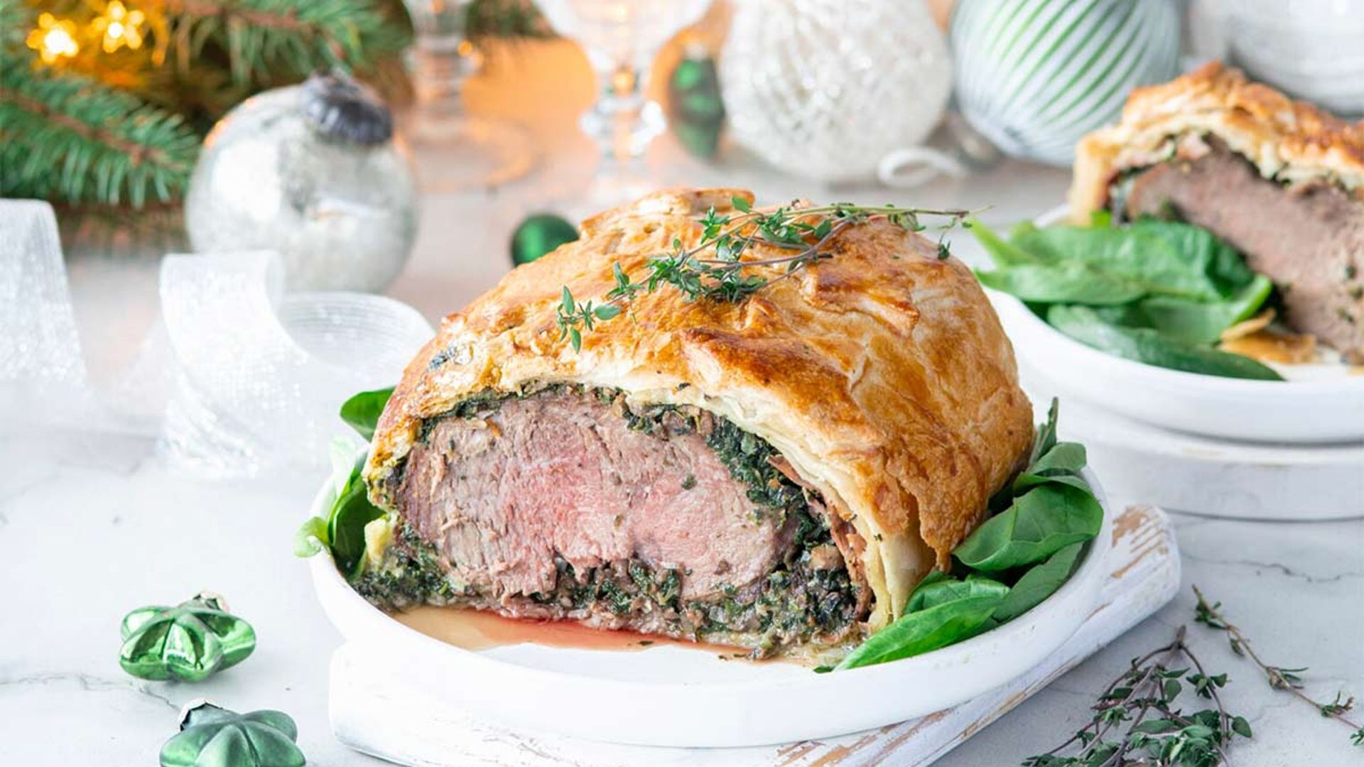 Solomillo Wellington con espinacas y champiñón