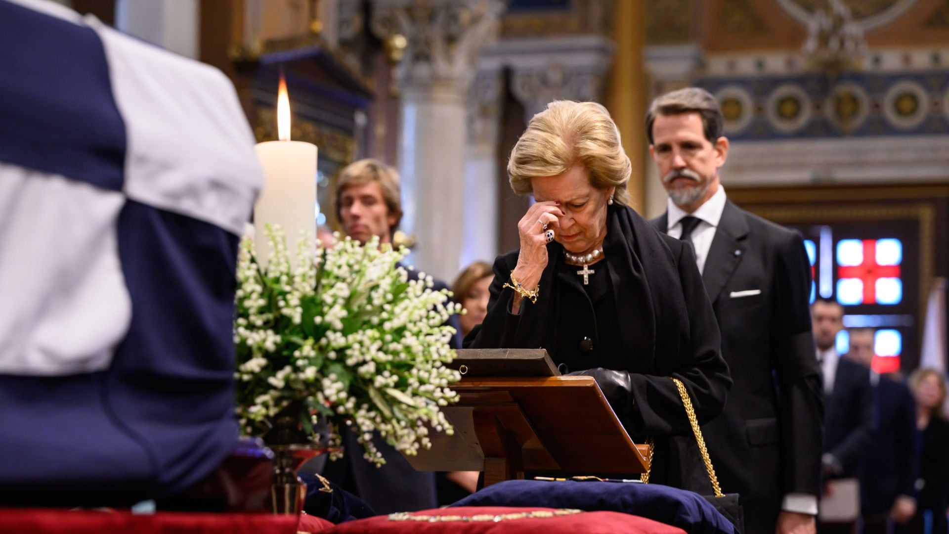 Ana María de Grecia durante el funeral del rey Constantino