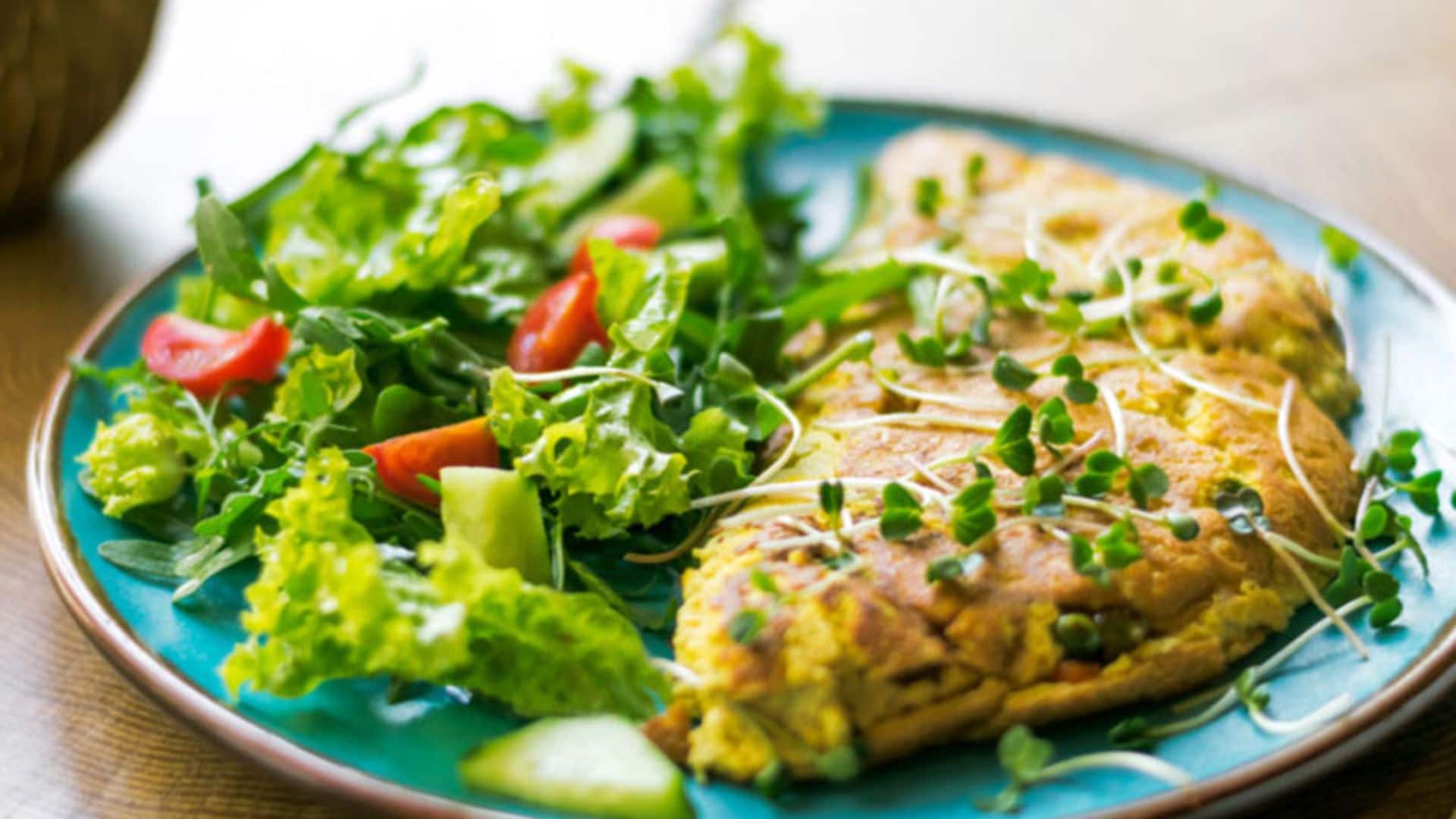 Tortilla vegana de patatas y guisantes sin huevo