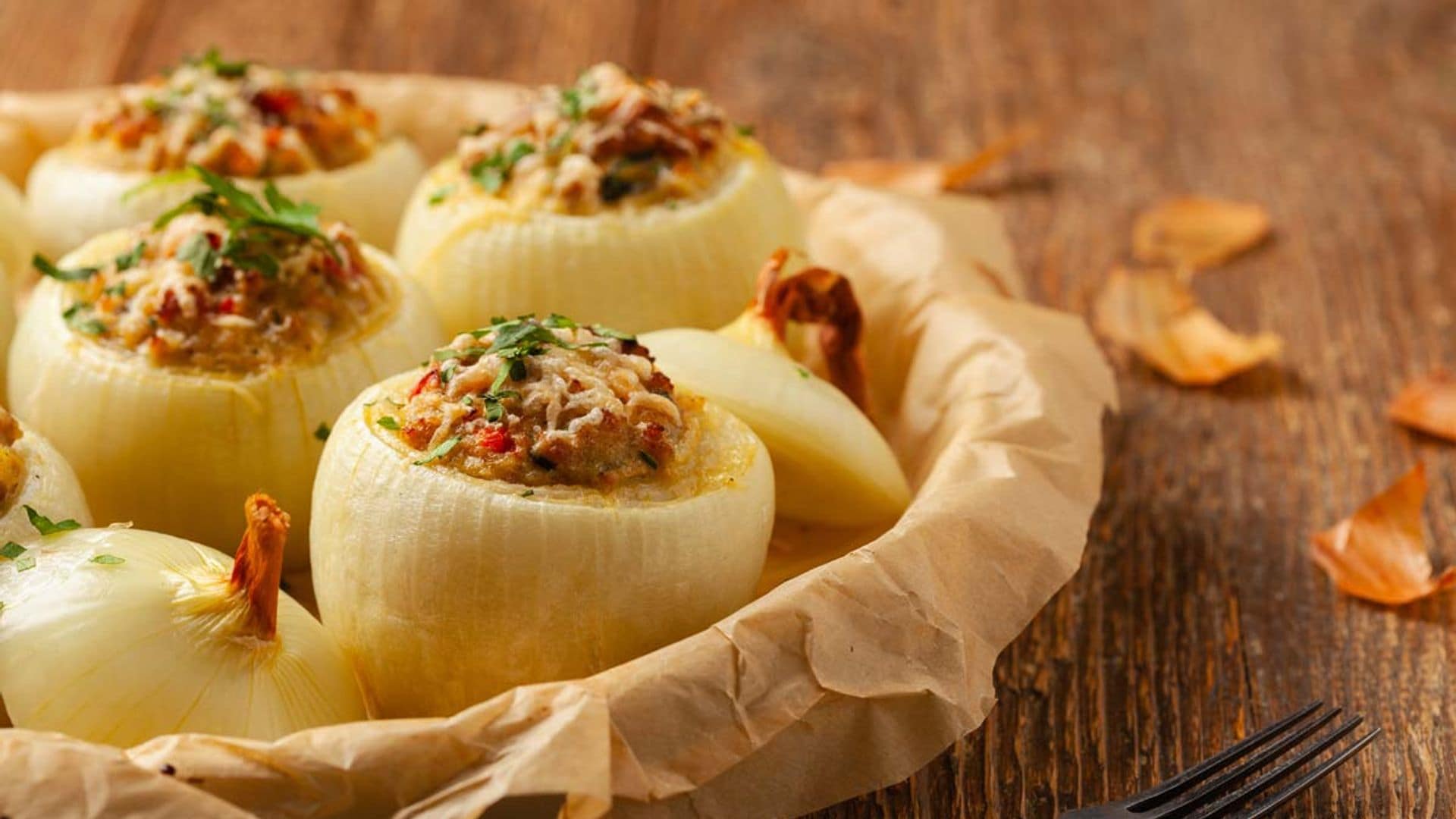 Cebollas rellenas de carne picada