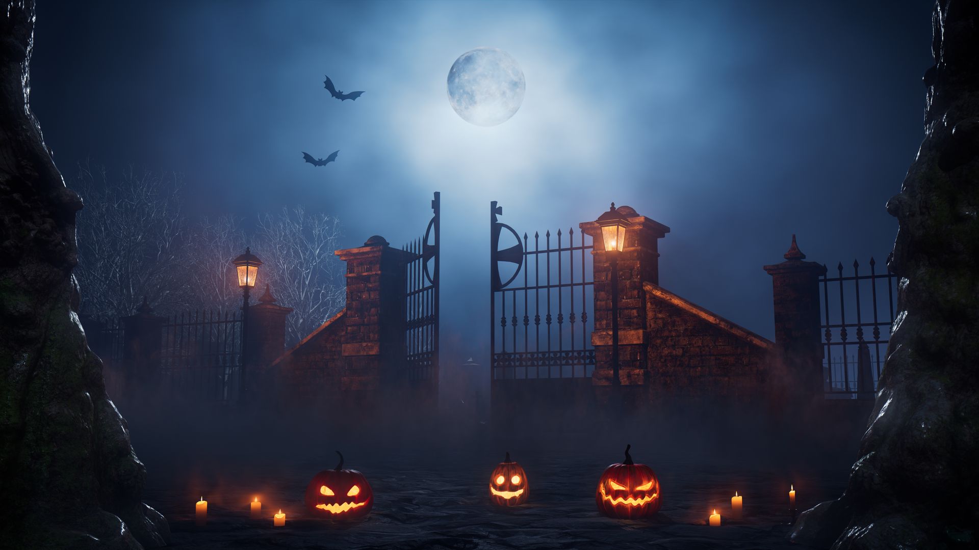 Paisaje casa encantada Halloween 