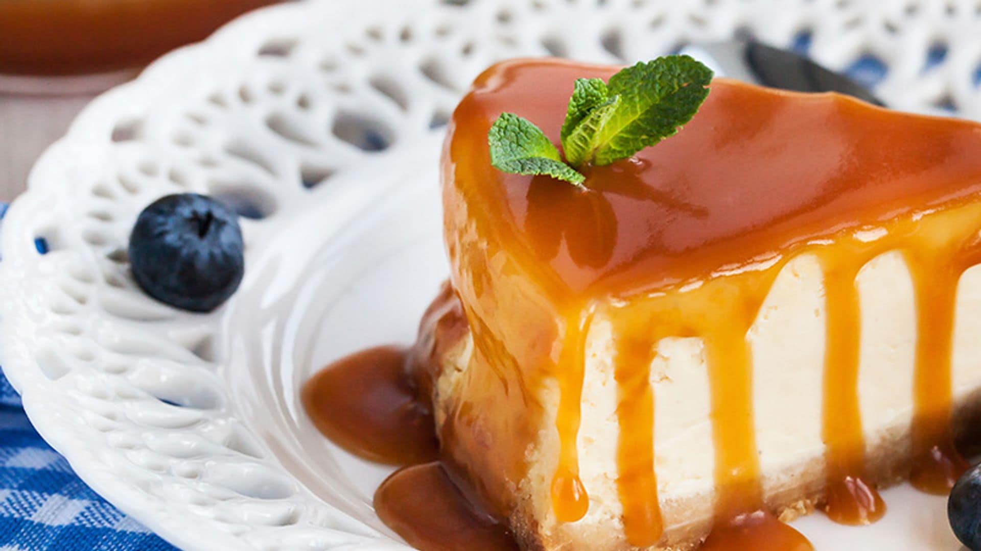Tarta de queso fría con caramelo