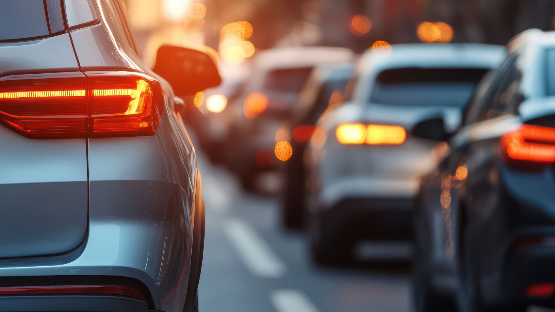 Luces en los coches en un atasco
