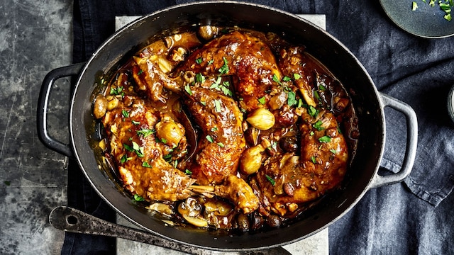 'Coq au vin', pollo al vino
