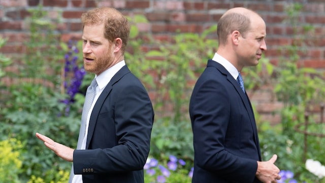 Los príncipes Harry y Guillermo en julio de 2021 en un homenaje a Diana de Gales, entonces, Harry ya había salido de la Casa Real británica y la relación entre ellos estaba rota