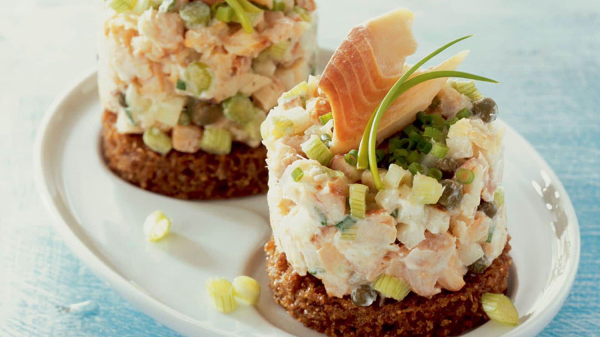 Ensaladilla de trucha y pera