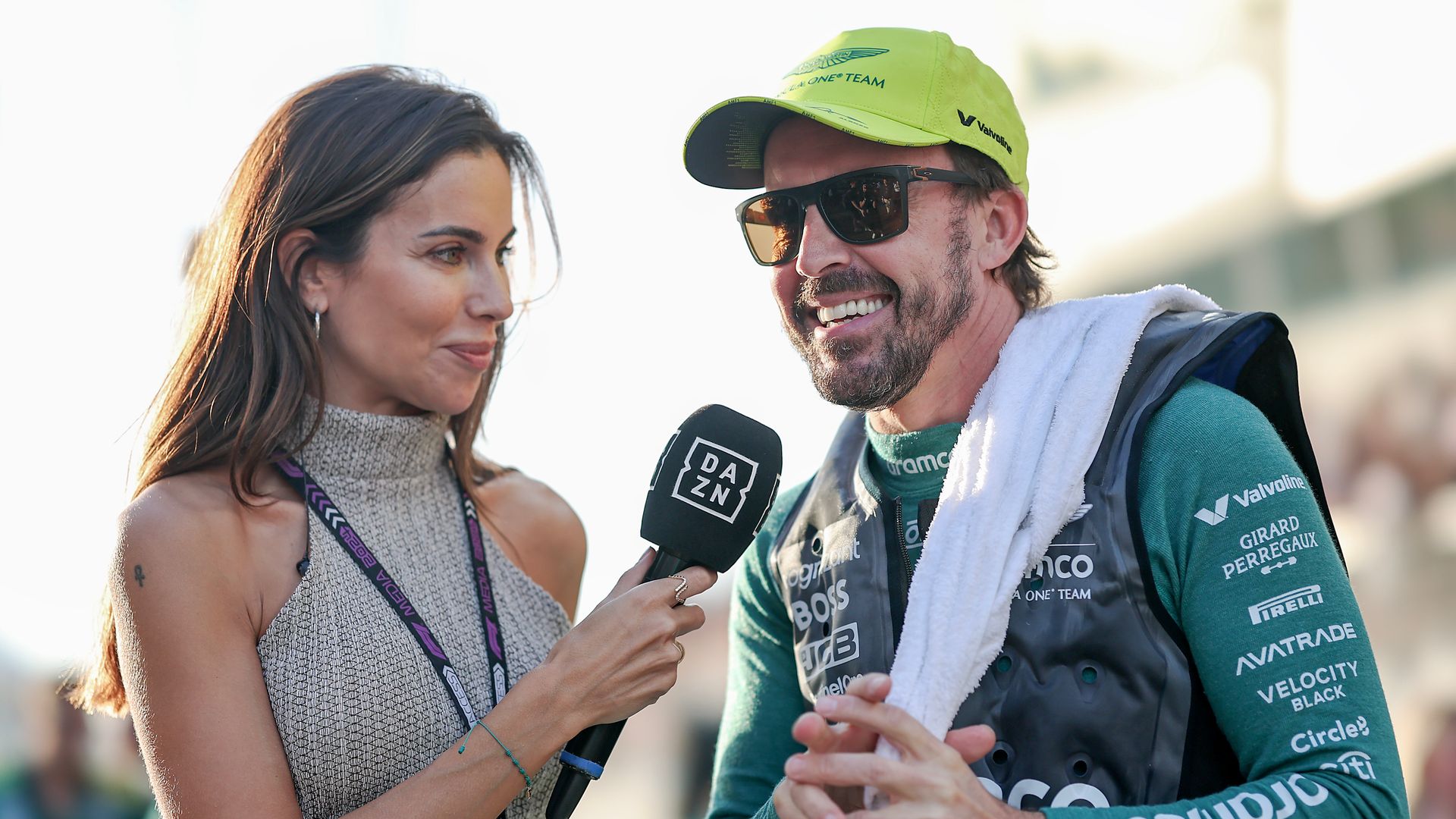 Fernando Alonso y Melissa Jiménez en el Grand Prix de Abu Dhabi