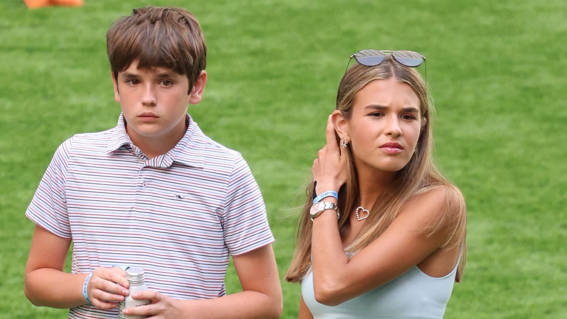 Kai y Spencer Trump en el Miami Open para ver el duelo entre las tenistas Aryna Sabalenka y Coco Gauff este pasado sábado en Florida, Estados Unidos
