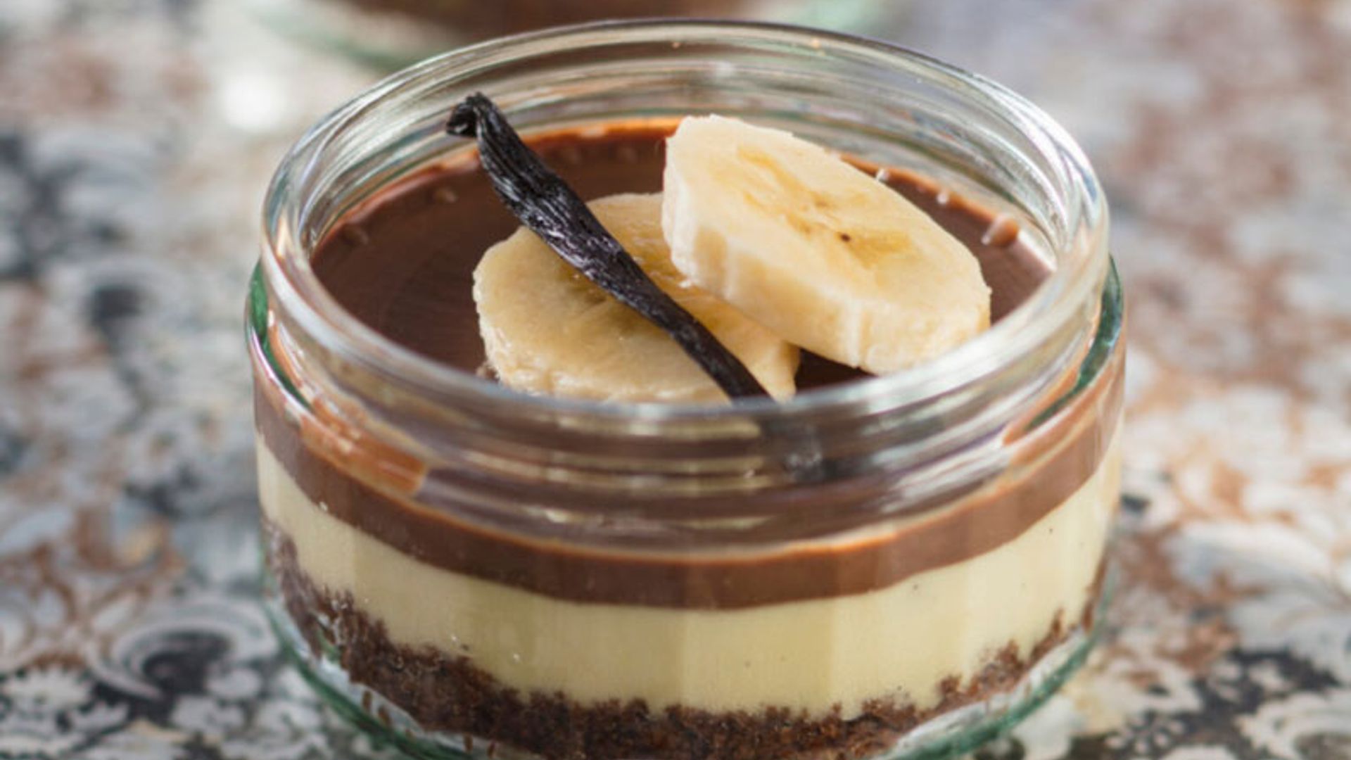 'Cheesecake' de plátano y chocolate