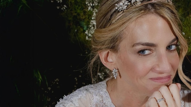 Chrysi Vardinogiannis en el día de su boda con Nicolás de Grecia