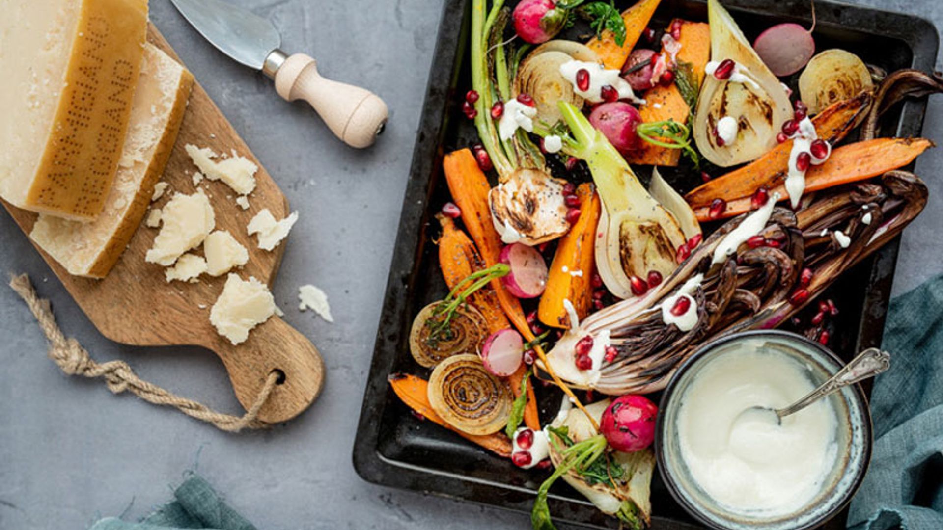Verduras asadas y salsa de 'Parmigiano Reggiano'