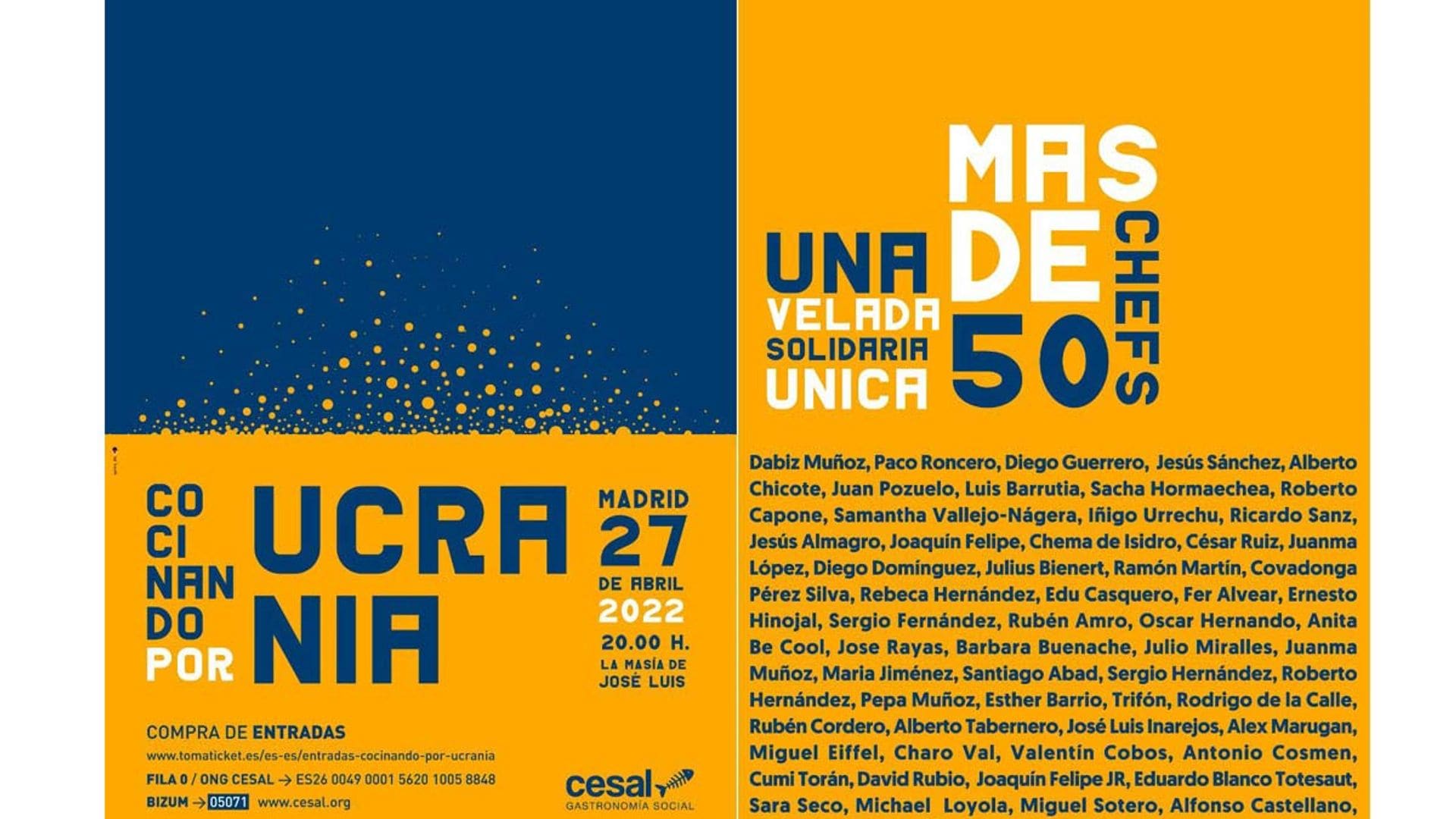 Más de 60 chefs españoles se unen para cocinar por Ucrania