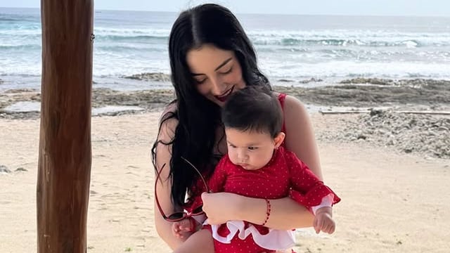 Paola Dalay, pareja de José Eduardo Derbez, y su hija Tessa.