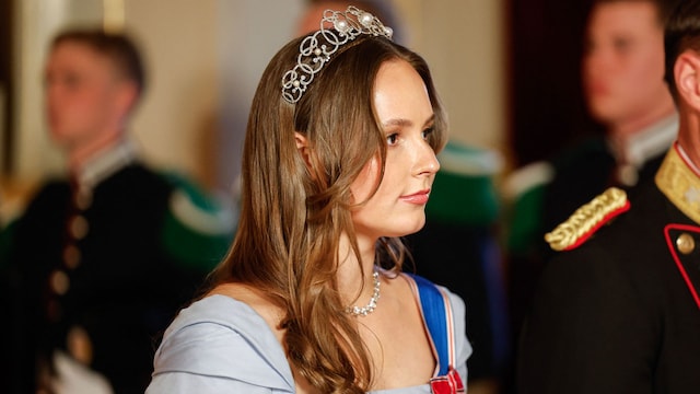 Norway's Princess Ingrid Alexandra attends the gala dinner at the Castle in Oslo on April 8, 2025 during the state visit of Iceland's President Halla Tomasdottir. (Photo by Jonas Been Henriksen / NTB / AFP) / Norway OUT (Photo by JONAS BEEN HENRIKSEN/NTB/AFP via Getty Images)          