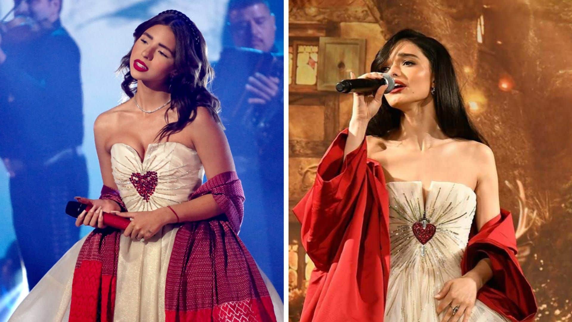 Ángela Aguilar y Rachel Zegler usan el mismo vestido blanco para celebrar la herencia latina