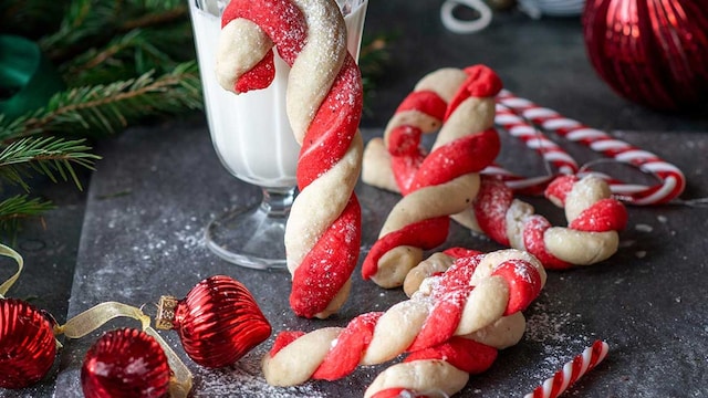 bastones de galleta de navidad o cookies candy cane