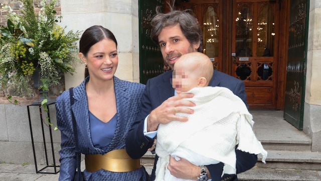 Isabelle Junot y Álvaro Falcó en el bautizo de la hija de los marqueses de Cubas
