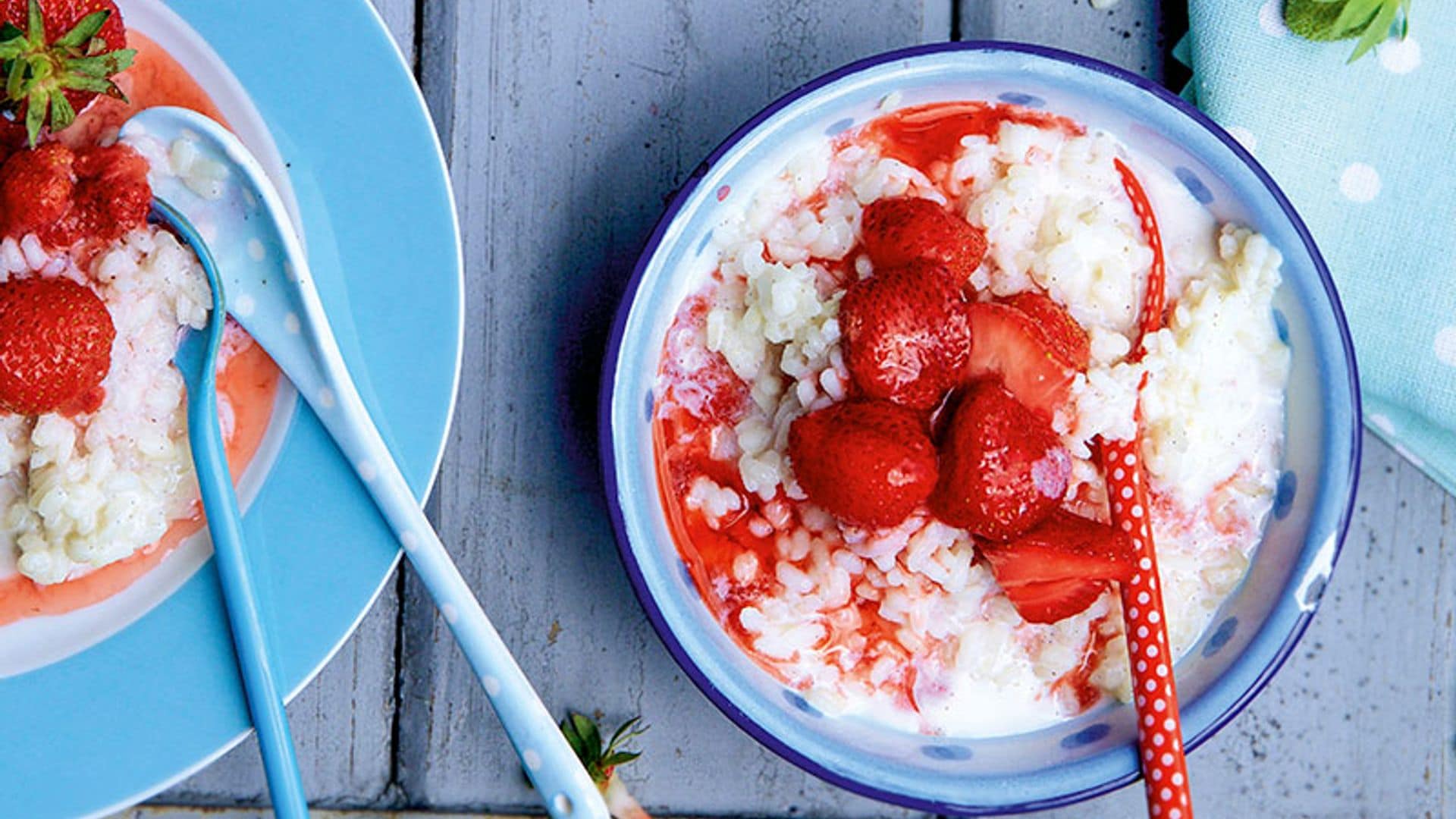 arroz leche fresas