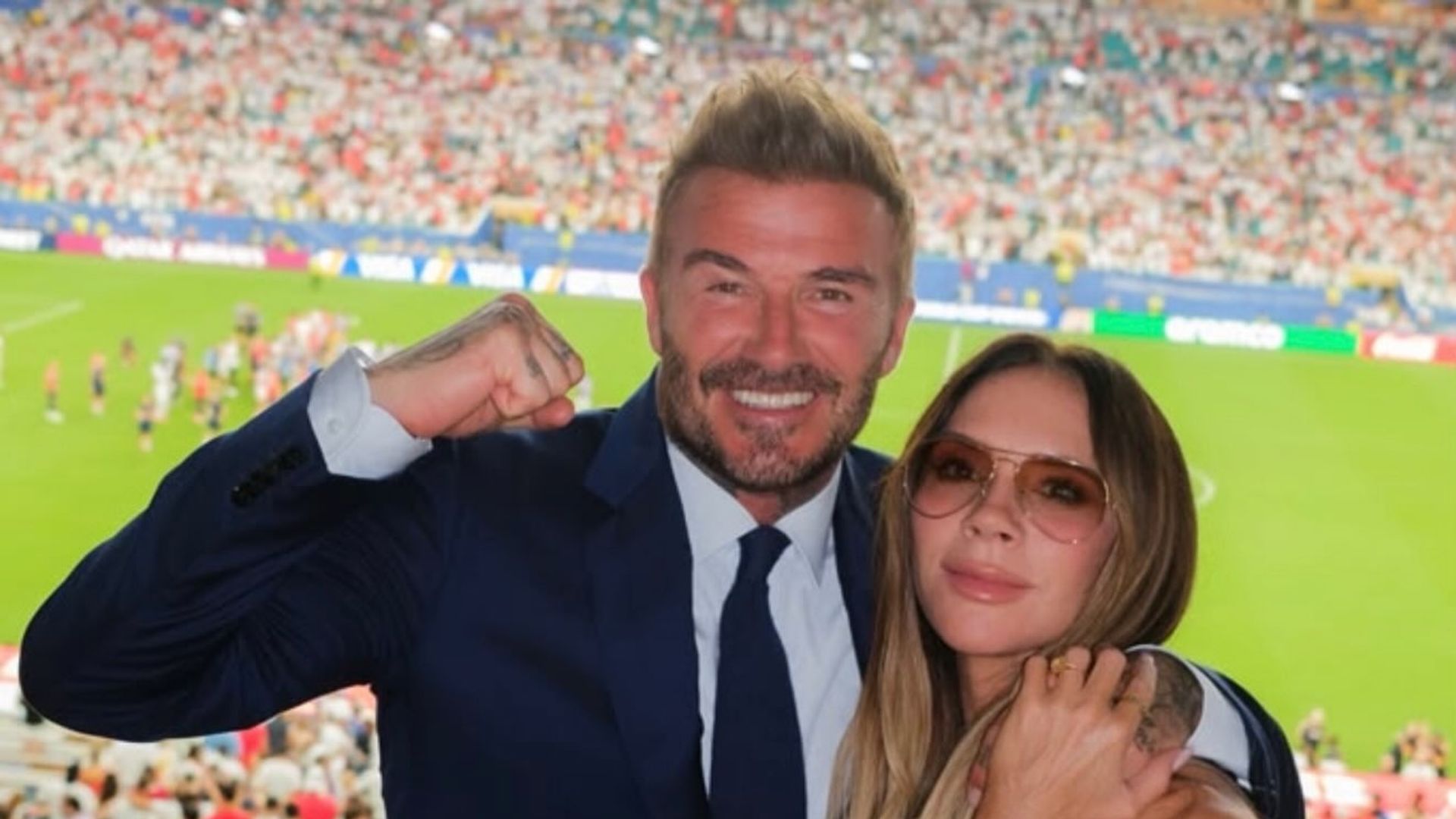 David y Victoria, felices por el triunfo de Inglaterra