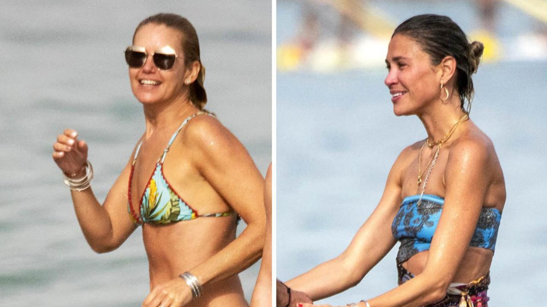 Valeria Mazza y Carla Pereyra desfilan con sus familias de guapos a la orilla del mar