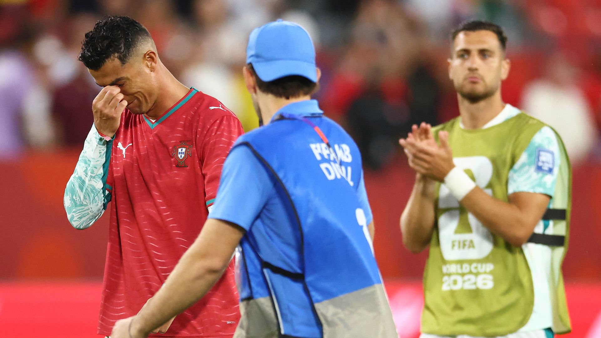 El delantero de Portugal, Cristiano Ronaldo, reacciona tras la victoria en el partido de dieciseisavos de final del Mundial 2026 ante Croacia, disputado en el Toronto Stadium. TORONTO (CANADÁ), 2 de julio de 2026