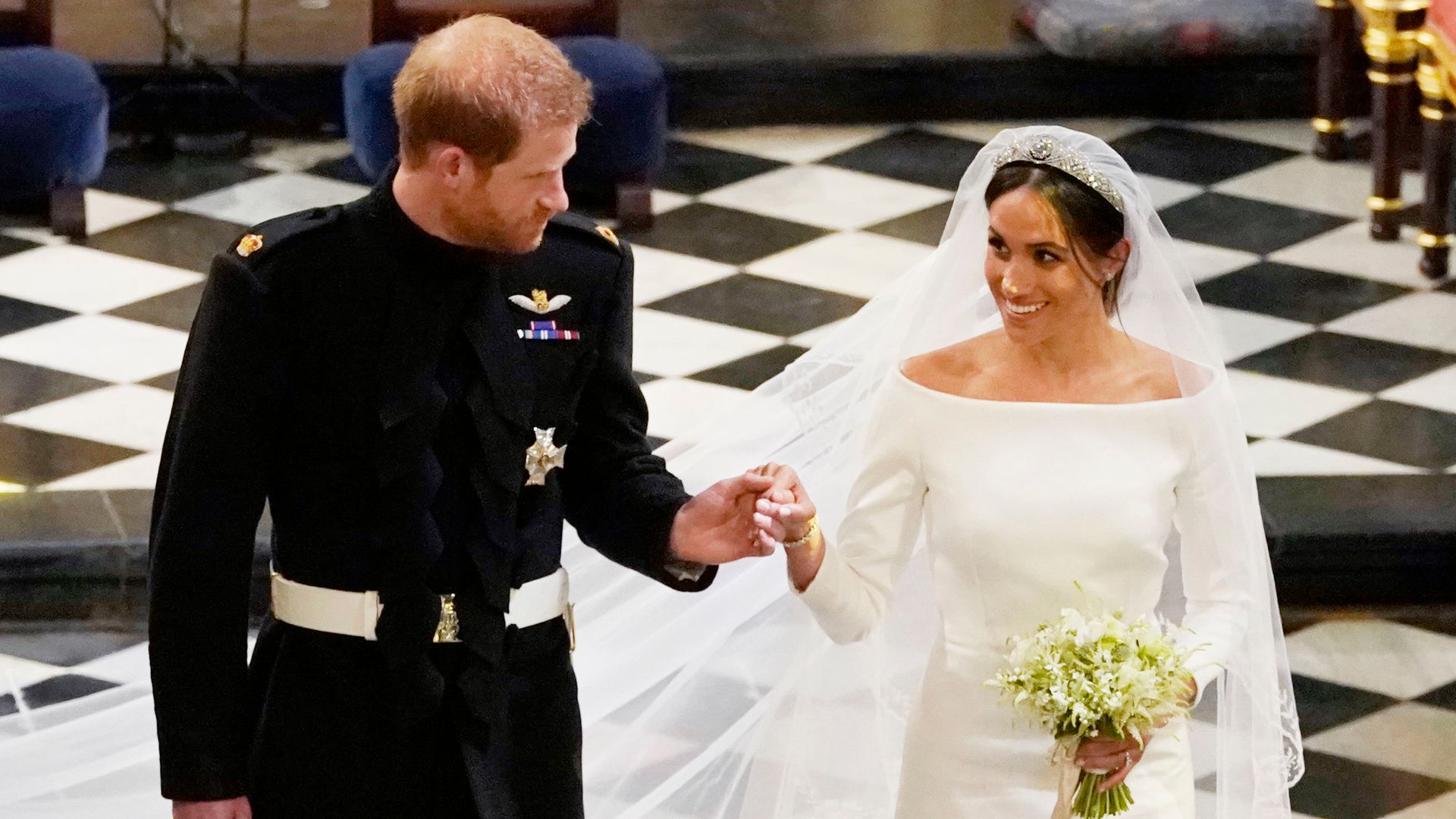 El príncipe Harry y Meghan Markle en su boda en la Capilla de San Jorge, en mayo de 2018.