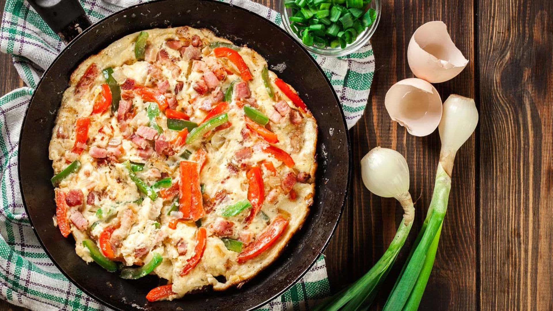Tortilla vaga de pimientos y beicon