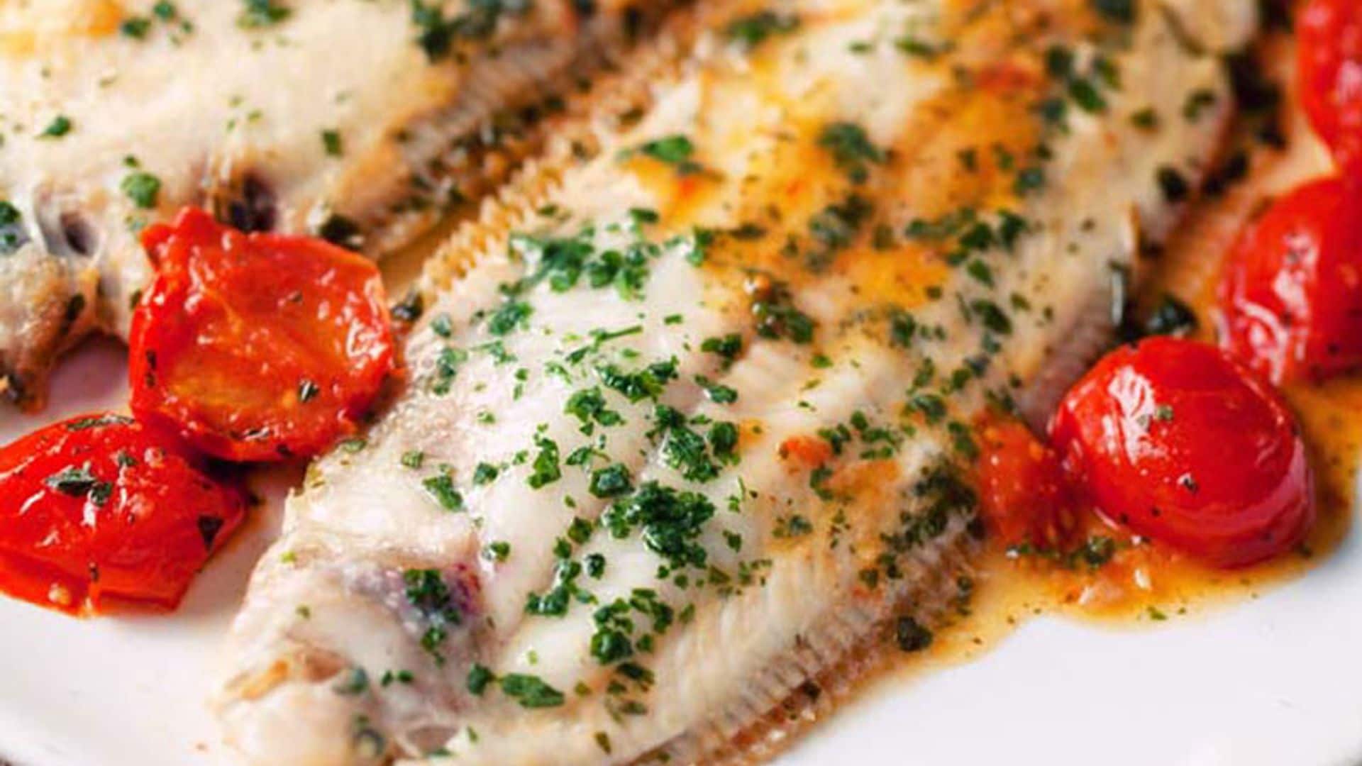 Lenguado al horno con tomatitos
