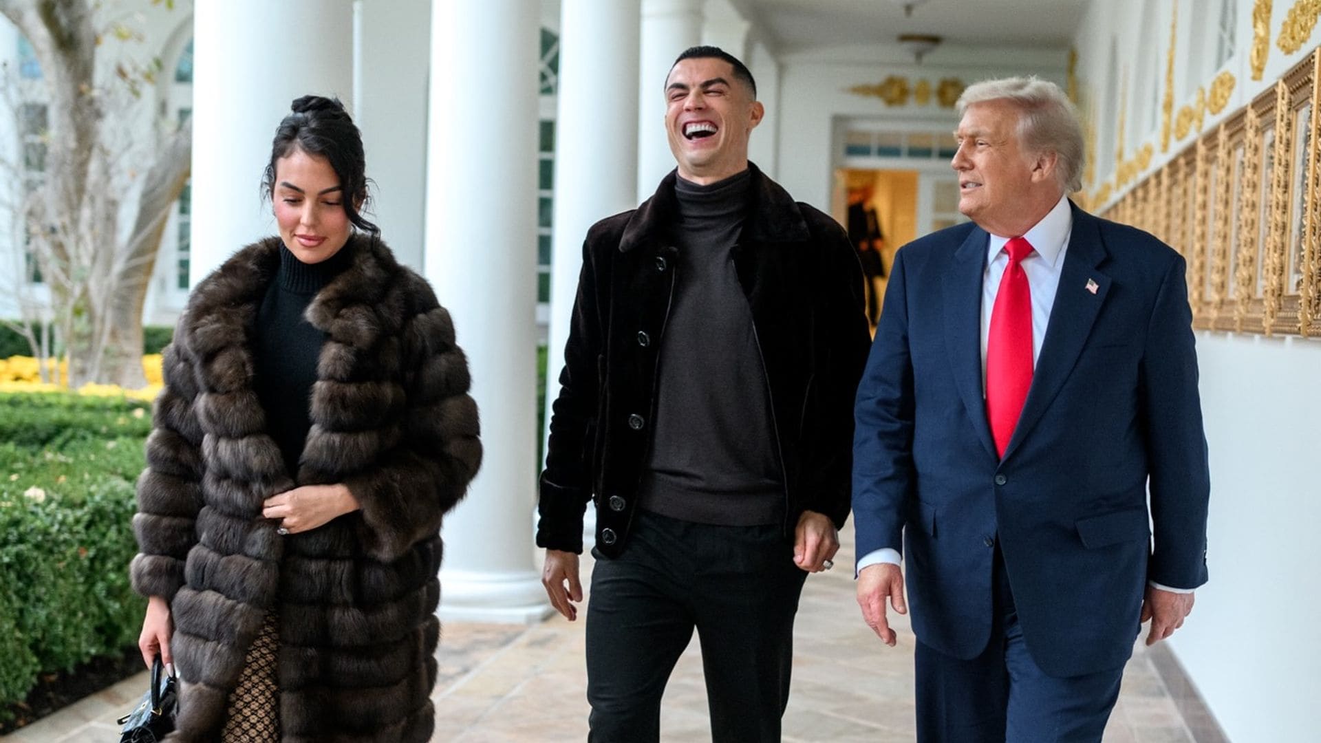 Georgina Rodríguez, Cristiano Ronaldo y Donald Trump en la Casa Blanca.
