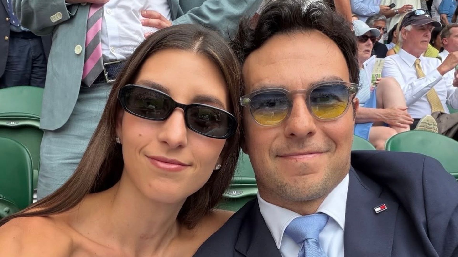 Carola Martínez y 'Checo' Pérez en Wimbledon.