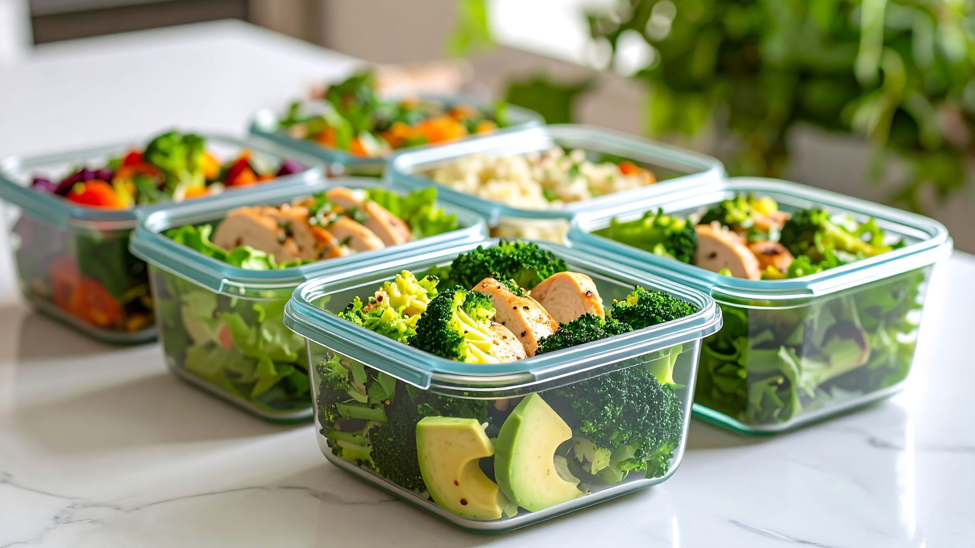 Varios tápers con comida saludable