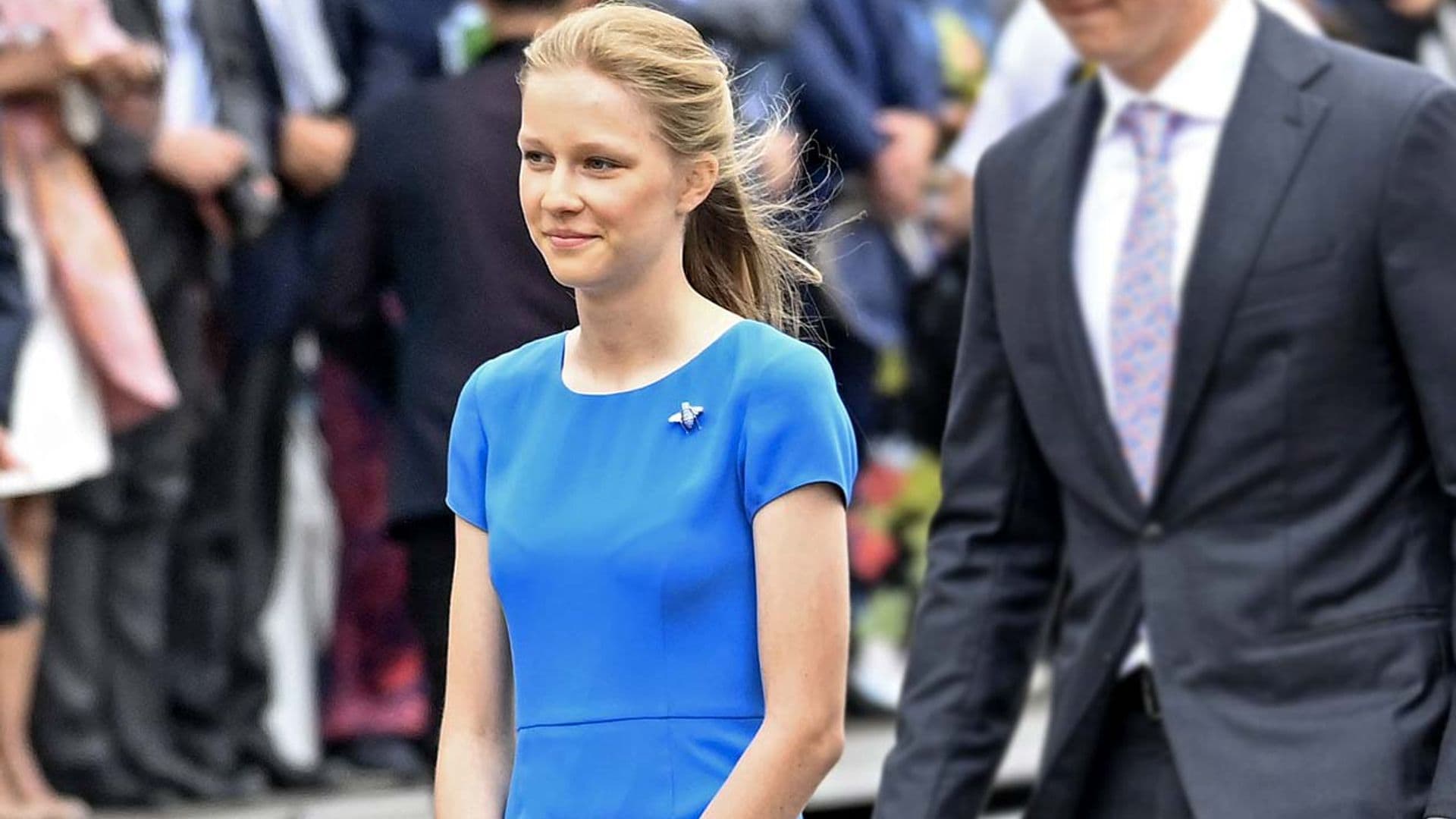 Éléonore de Bélgica, la joven princesa que triunfa con vestidos azules