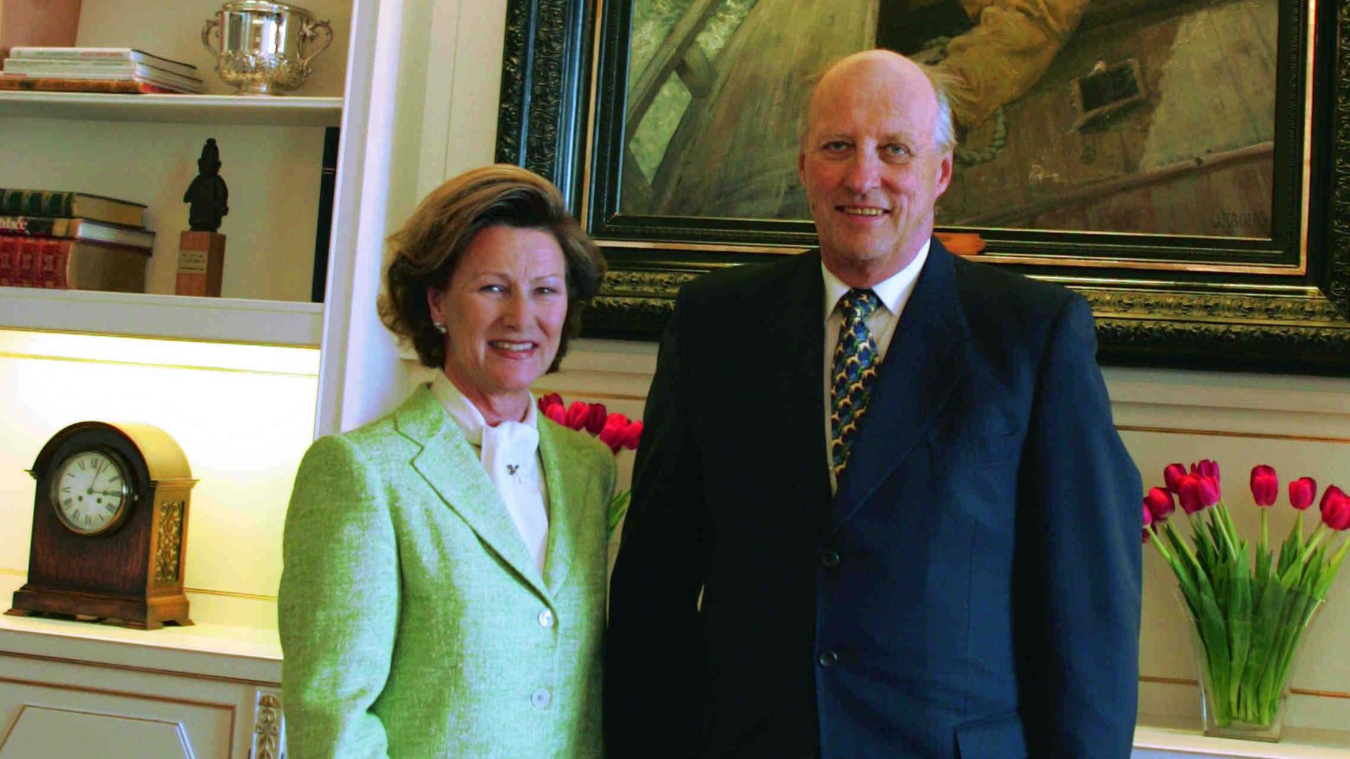 Entrevista en el Palacio Real a los reyes de Noruega, Harald y Sonia.
