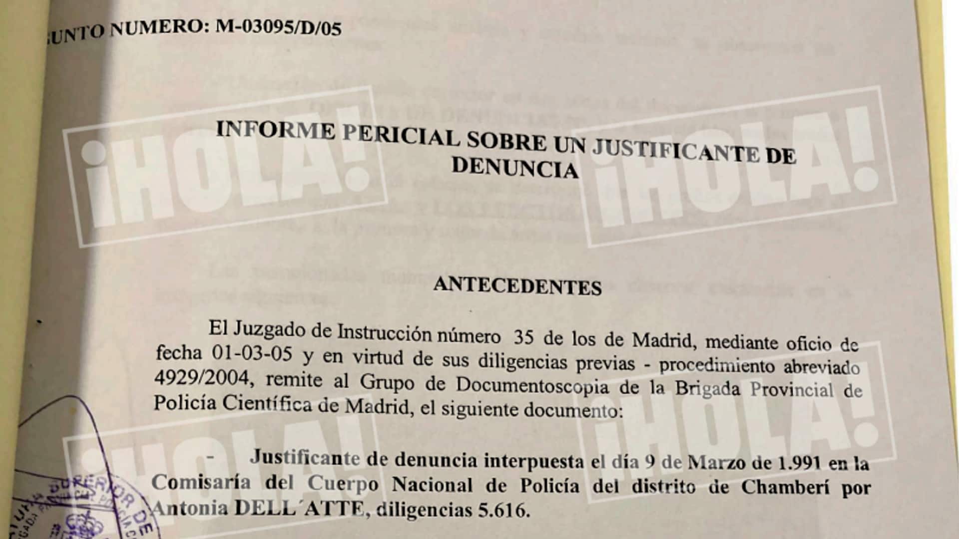 Informe pericial de la denuncia de Antonia Dell'Atte