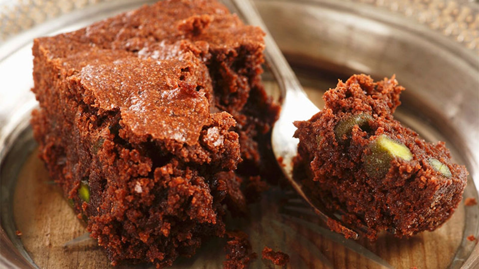 'Brownie' de chocolate y pistacho