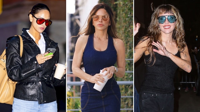 Eiza González, Lauren Sánchez y Miley Cyrus usando lentes de aviador 