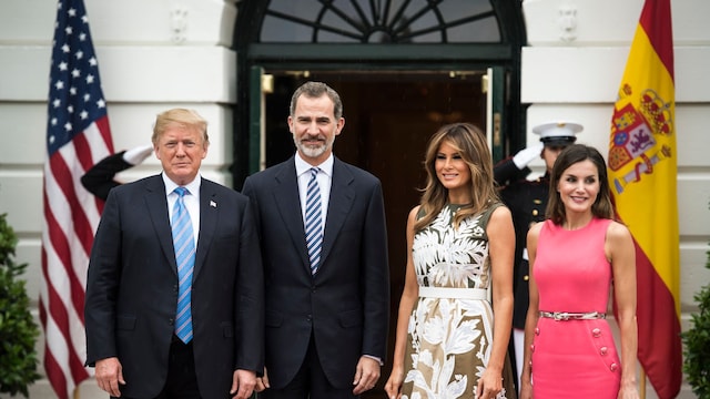 Los reyes Felipe y Letizia con Donald y Melania Trump en 2018