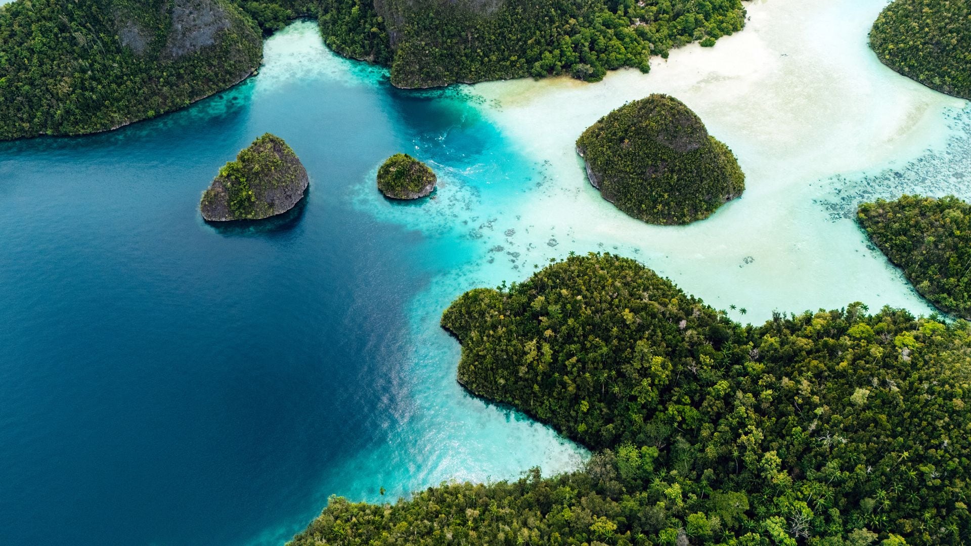 Playas en el Triángulo de Coral de Raja Ampat en Indonesia