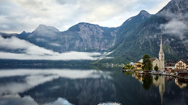 hallstatt niebla invierno