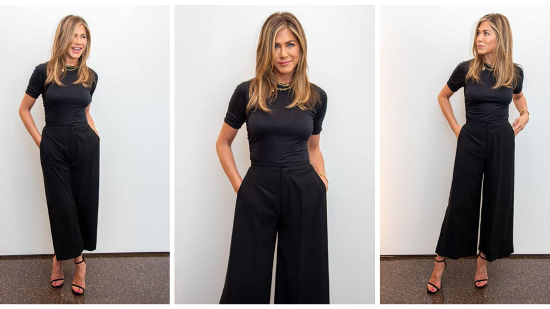 El cómodo, elegante y funcional look de Jennifer Aniston por $120