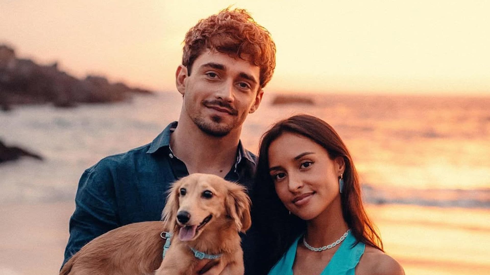Leo, la tierna mascota cómplice en el compromiso de Charles Leclerc y Alexandra Saint Mleux