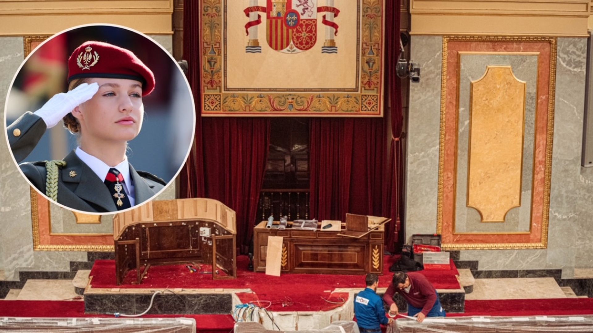 El Congreso de los Diputados se prepara para la jura de la princesa Leonor con elementos que se usaron en la de su padre hace 37 años