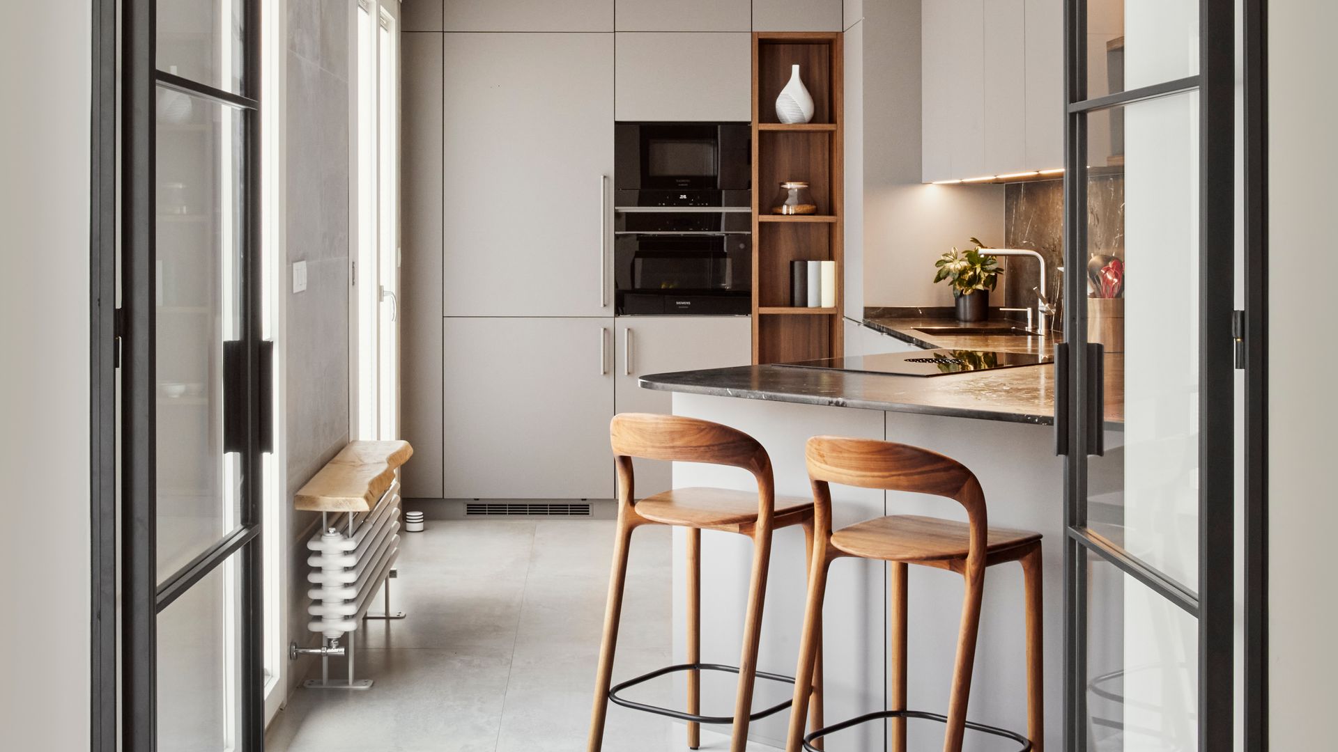 Cocina pequeña con distribución original