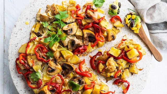 quesadillas abiertas con champinones