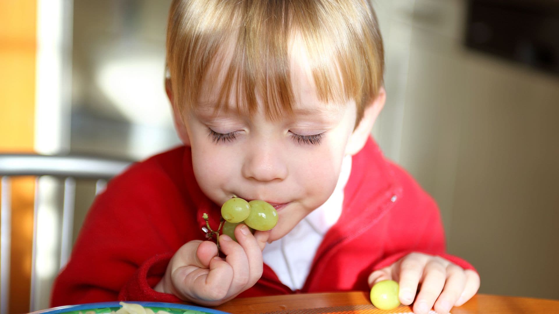 niños pequeño comiendo uvas